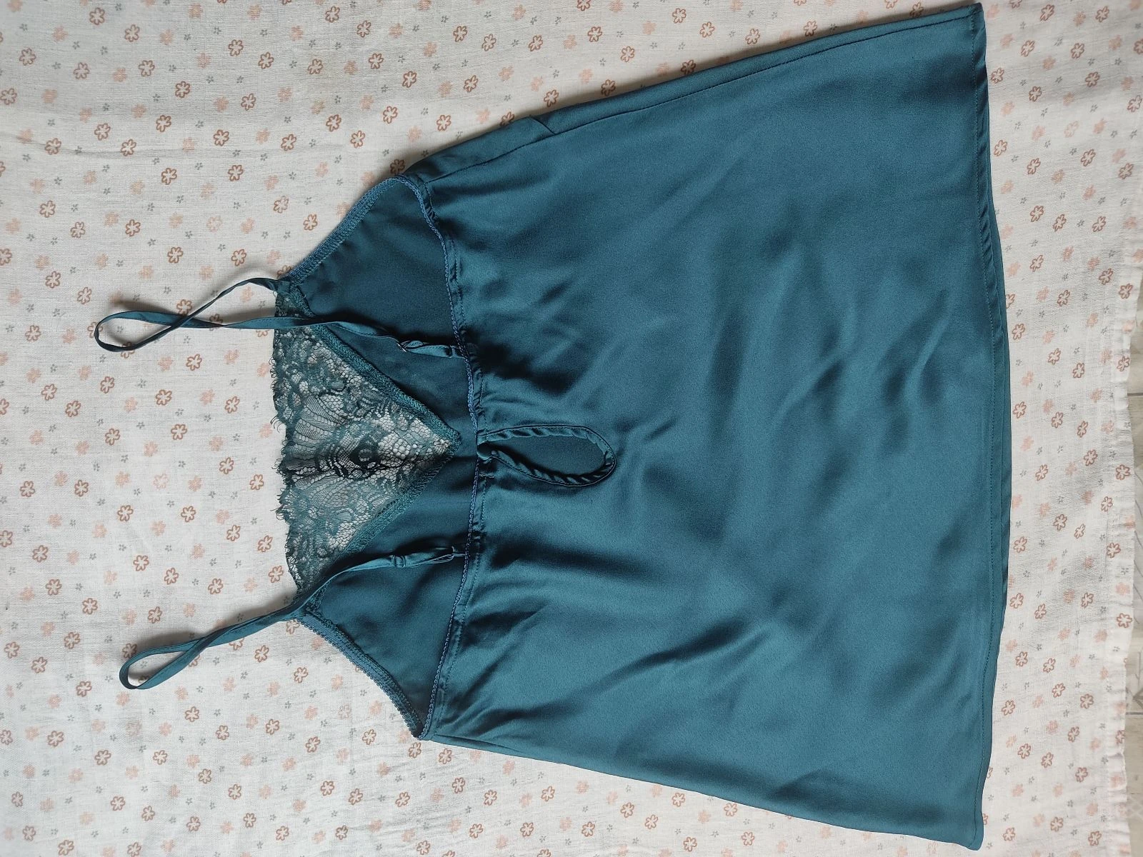 Blusa de satén azul pato con encaje Rouge gorge - Talla 40 - Muy buen estado – photo 5